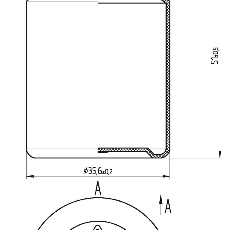 Kp5-45 bottle technical drawing with dimensions